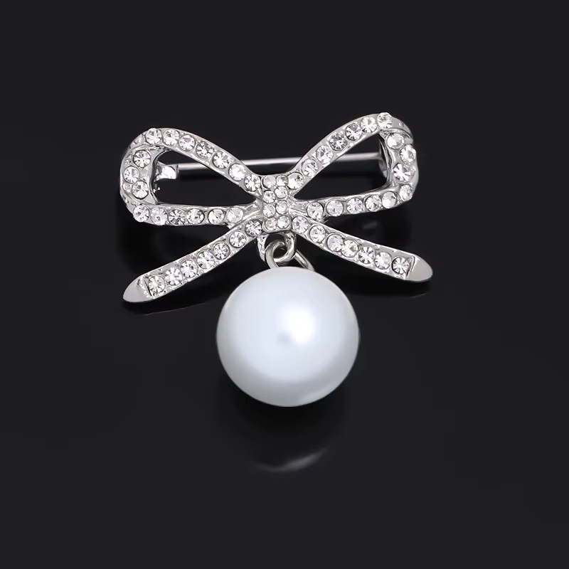 Broche à nœud pour femmes, broche de luxe en perles de cristal, accessoires pour vêtements, bijoux, 