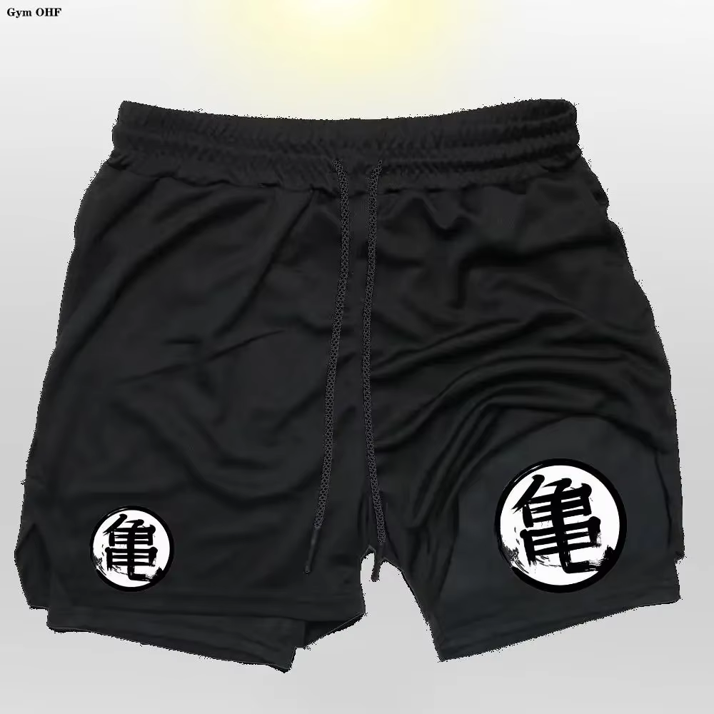 Goku Anime short de course hommes Fitness gymnastique entraînement 2 en 1 short de sport séchage rap