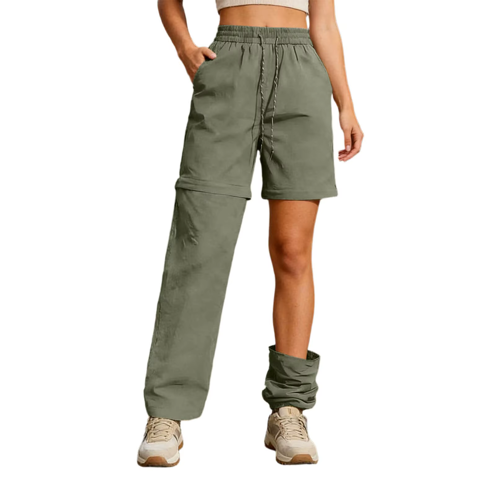 Pantalon cargo imperméable pour femme, zippé et détachable, pour la randonnée, le camping, la pêche 