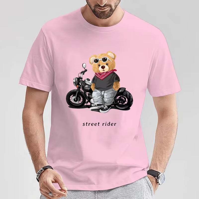T-shirt décontracté à manches courtes pour hommes, T-shirt imprimé Teddy Knight, Street Motorcycle L