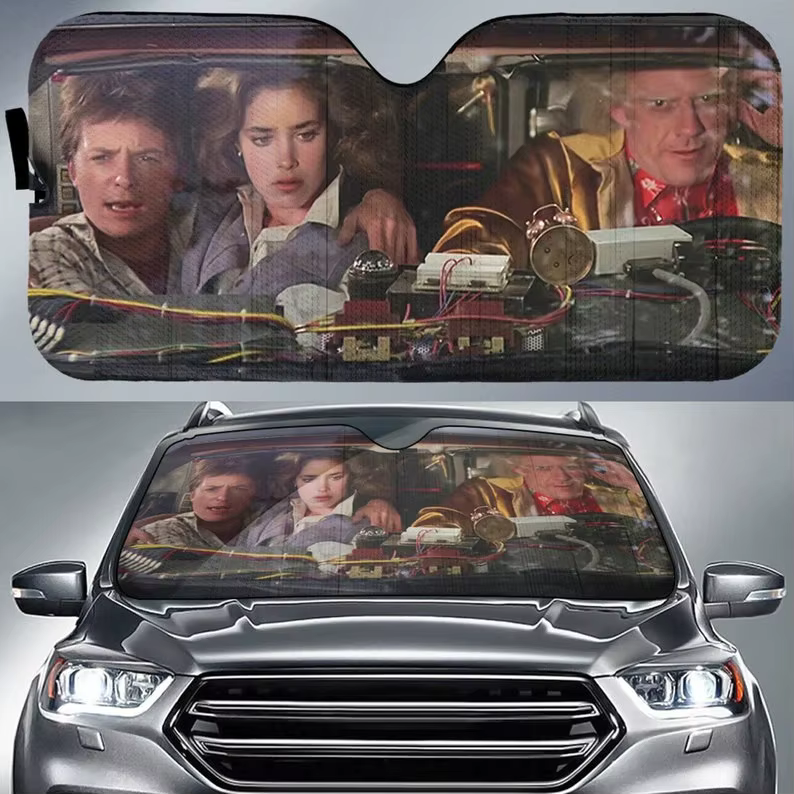 Retour vers le futur-Pare-soleil de voiture Marty McFly et Emmett Brown, pare-brise, accessoires de 