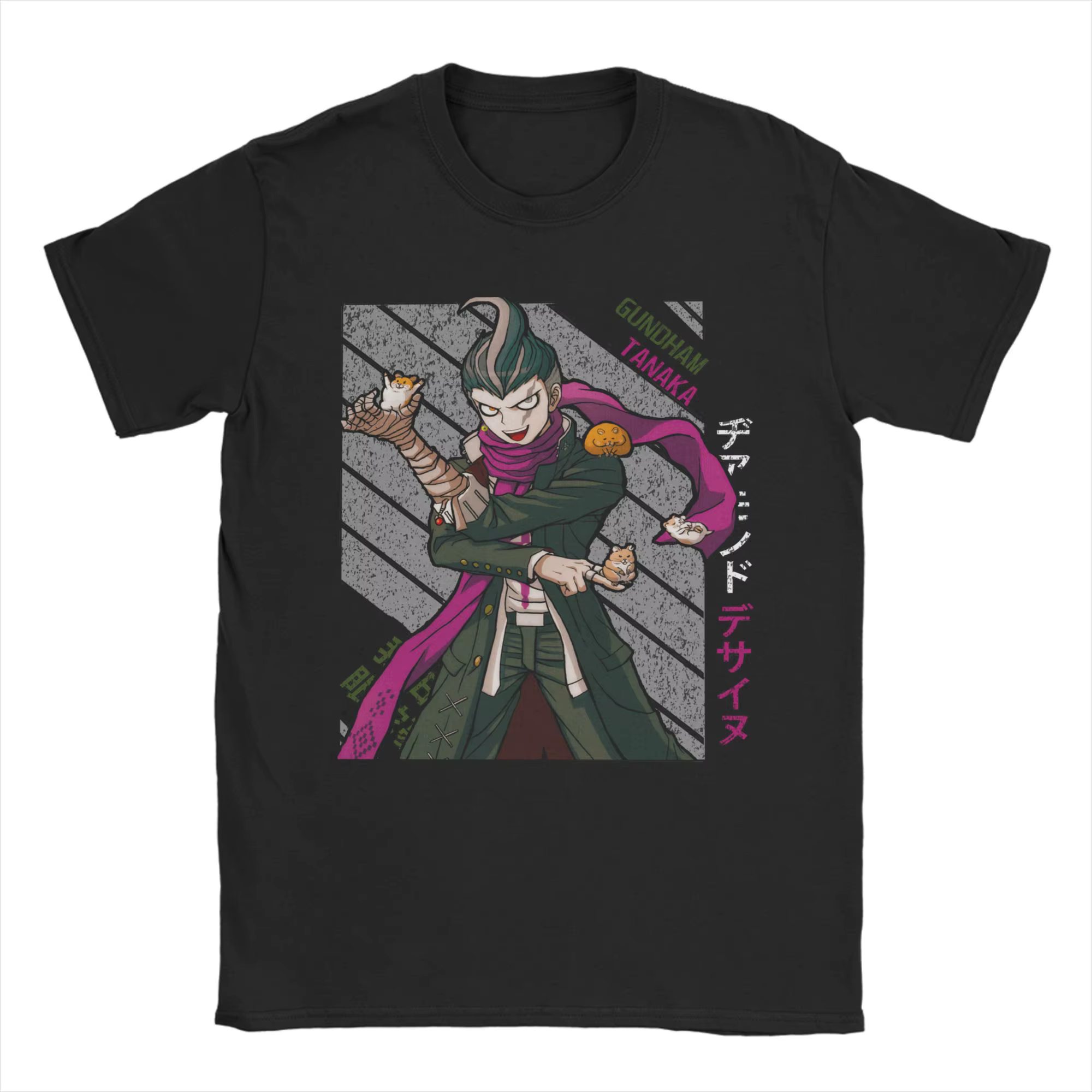 Hommes Gundham Tanaka Super Danganronpa t-shirts jeu 100% couverture en coton décontracté à manches 