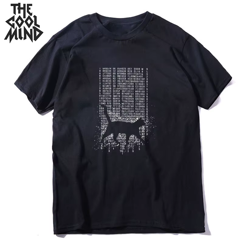 COOLMIND 100% coton décontracté à manches courtes impression drôle hommes t-shirt été cravate ample