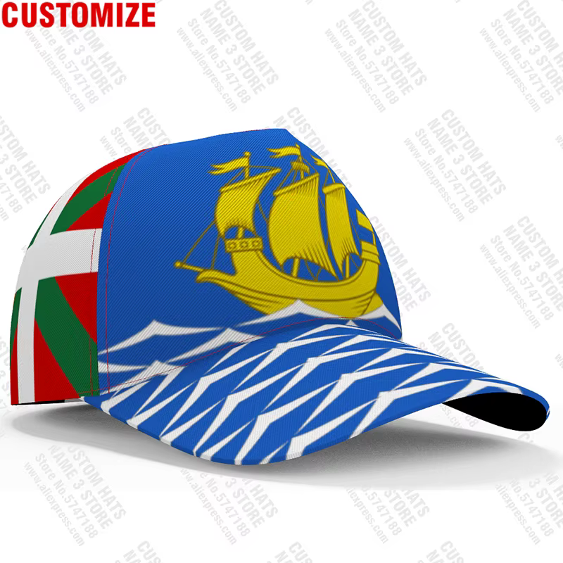 Casquettes de Baseball Saint Pierre Et Miquelon, personnalisées gratuitement, Logo d'équipe, Pm Hat,