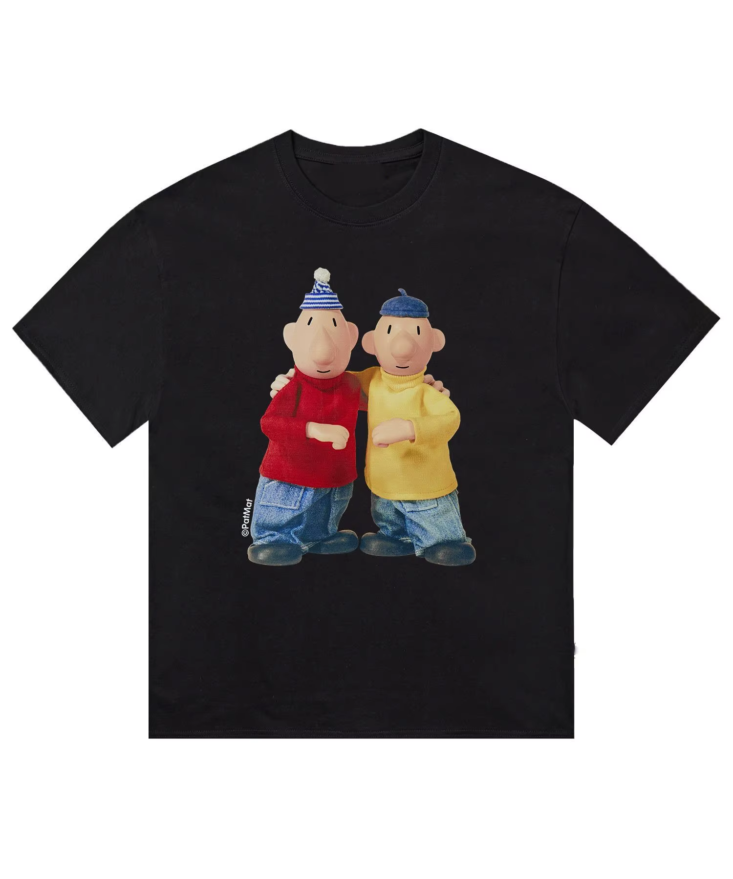 T-shirt à manches courtes pour hommes et femmes, en coton, avec personnage de dessin animé Pat & Mat