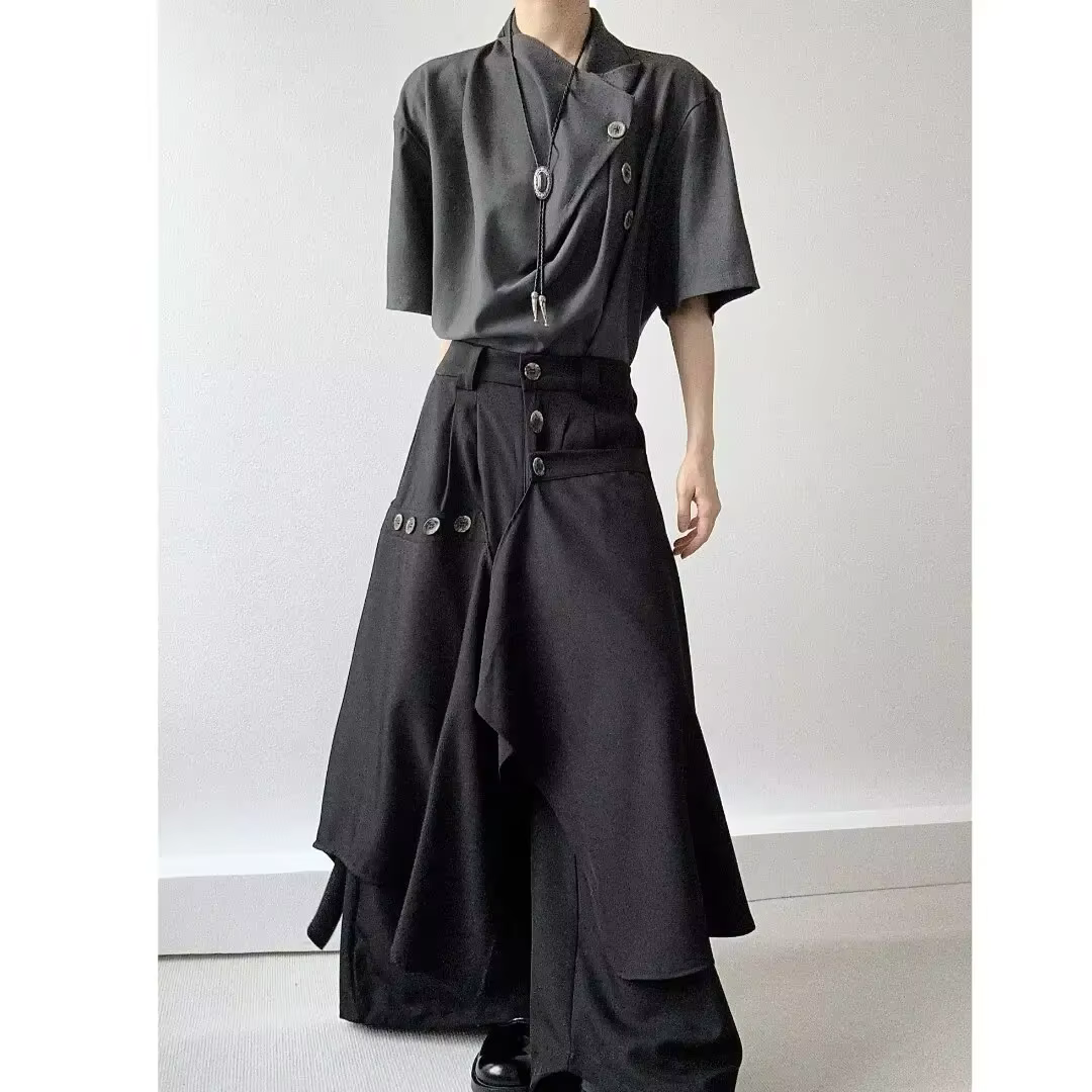 Pantalon Baggy Hakama à jambes larges pour hommes et femmes, Style japonais, Hip Hop, Streetwear, vê