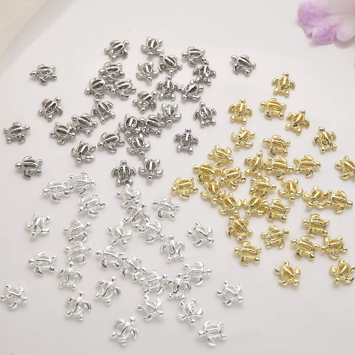 50 pièces nouveaux accessoires pour ongles mignon tortue creuse Style d'été accessoires pour ongles 