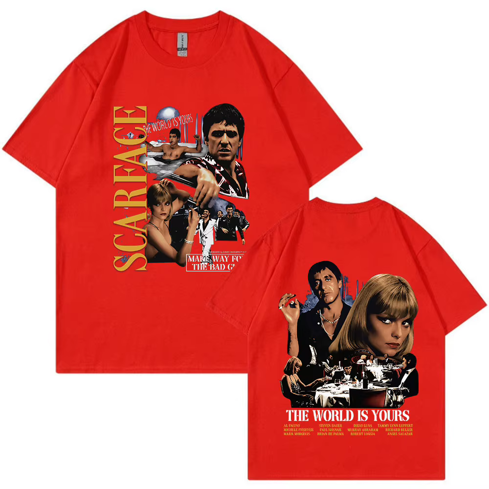 T-shirt Vintage du Film planchers face Al Pac37Tony Montana, Imprimé Graphique The World Is Yours, H