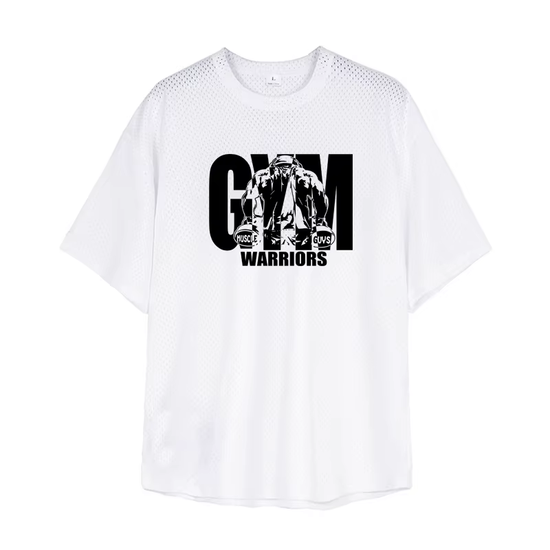T-shirt de sport décontracté surdimensionné pour homme, idéal pour la gym et l'entraînement, à manch