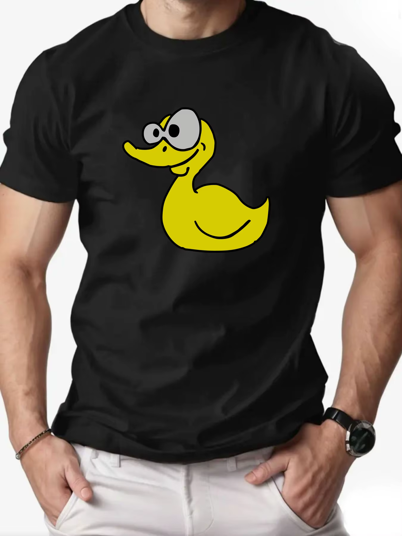 T-Shirt homme 100% coton doux respirant mignon grandes lunettes canard graphique pour les amoureux d