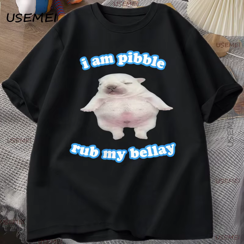 Bleu Pibble T-shirt drôle chien Meme T-shirt bébé bouledogue français Brainrot T-shirt idiot mignon 