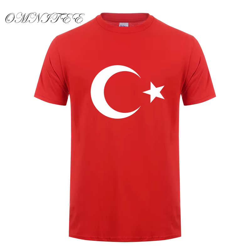 Omnitee Nouveau Turquie T Shirt Hommes Casual Coton D'été À Manches Courtes Drôle Drapeaux Turques T