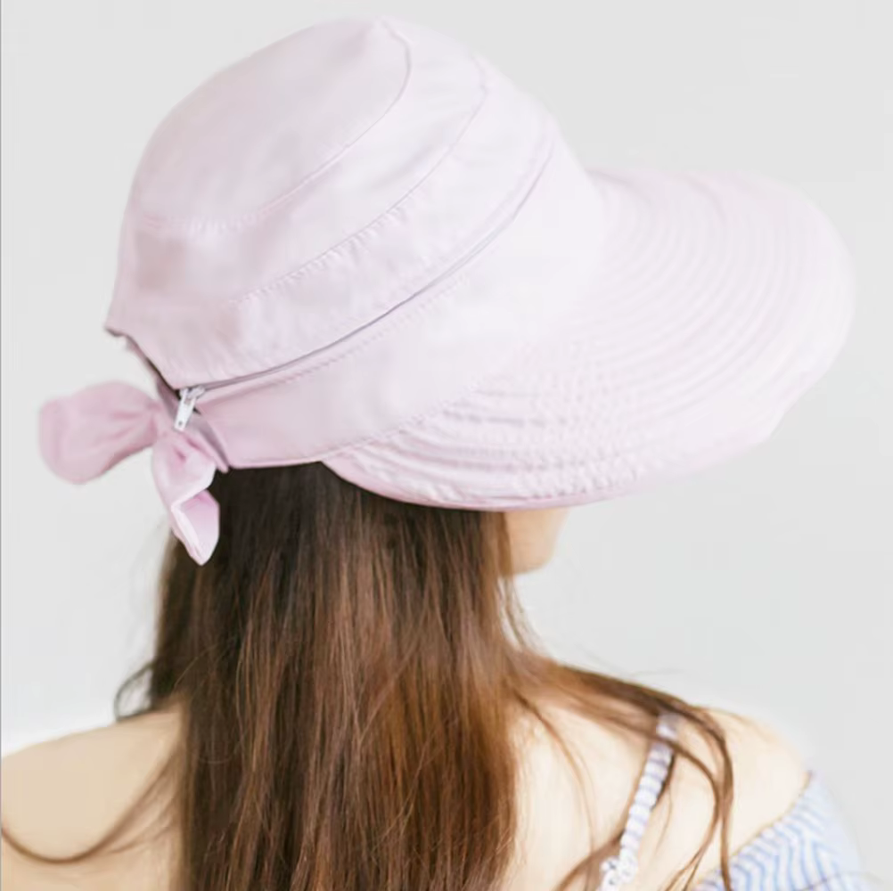 Casquette d'extérieur à visière pliable à large bord pour femme, chapeau de soleil de plage anti-UV,