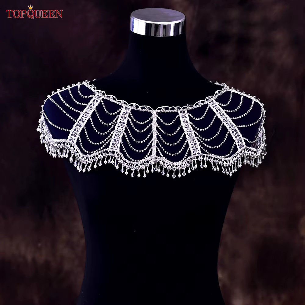 TOPQUEEN gland châle strass boléro femme veste fête robe de mariée enveloppes accessoires de mariée 