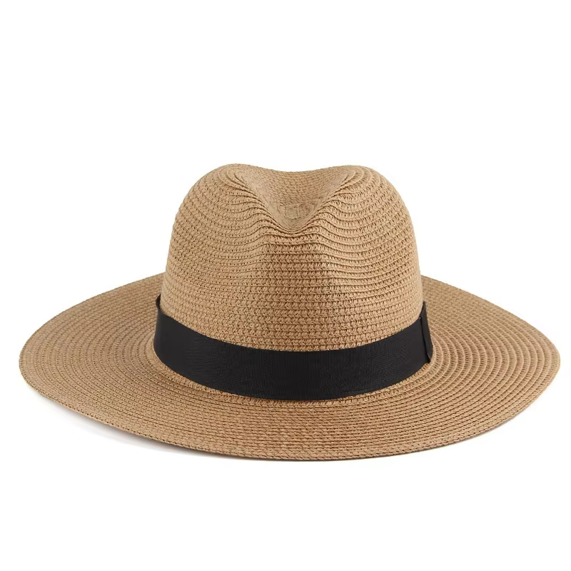 Mode hommes chapeau de paille pour femmes été à la mode plage soleil chapeaux couleur unie Fedoras r