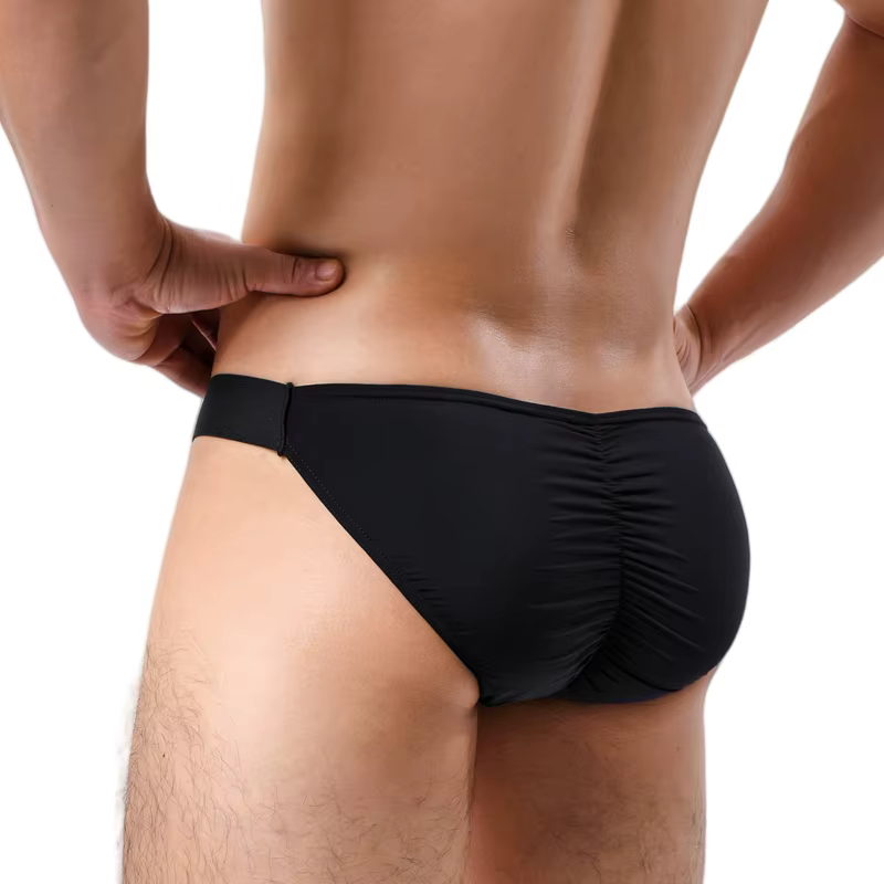 Sous-vêtements Sexy pour hommes, slip en soie glacée, rehausseur de fesses, pochette en U, séchage r