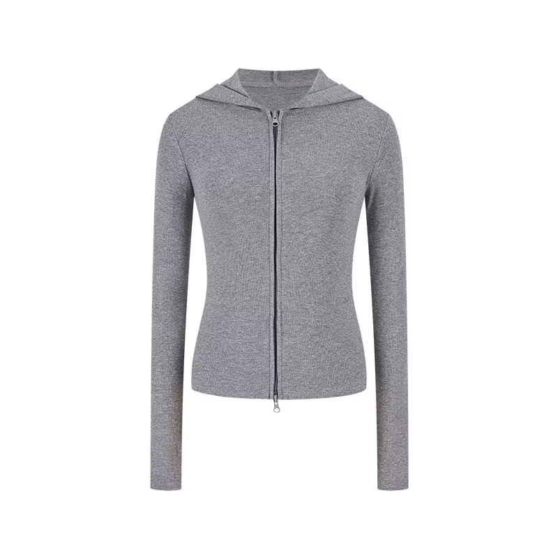 Veste sweat-shirt à capuche pour femmes, Cardigan tricoté Slim de couleur unie, haut polyvalent coré