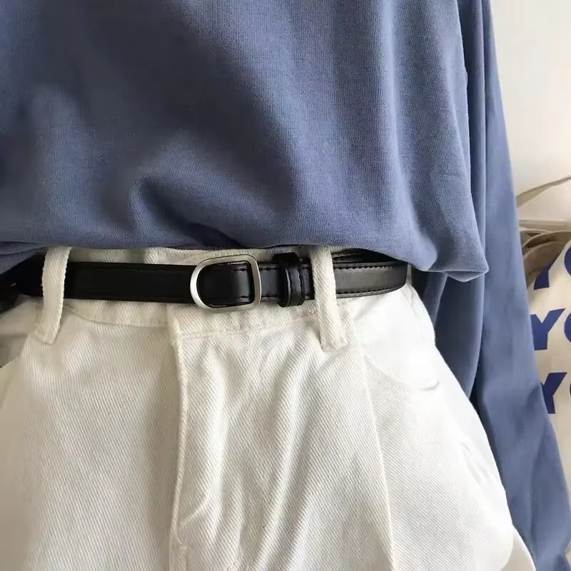 Ceinture en cuir PU de luxe pour femmes, ceinture en métal simple pour filles, robe, pantalon en jea