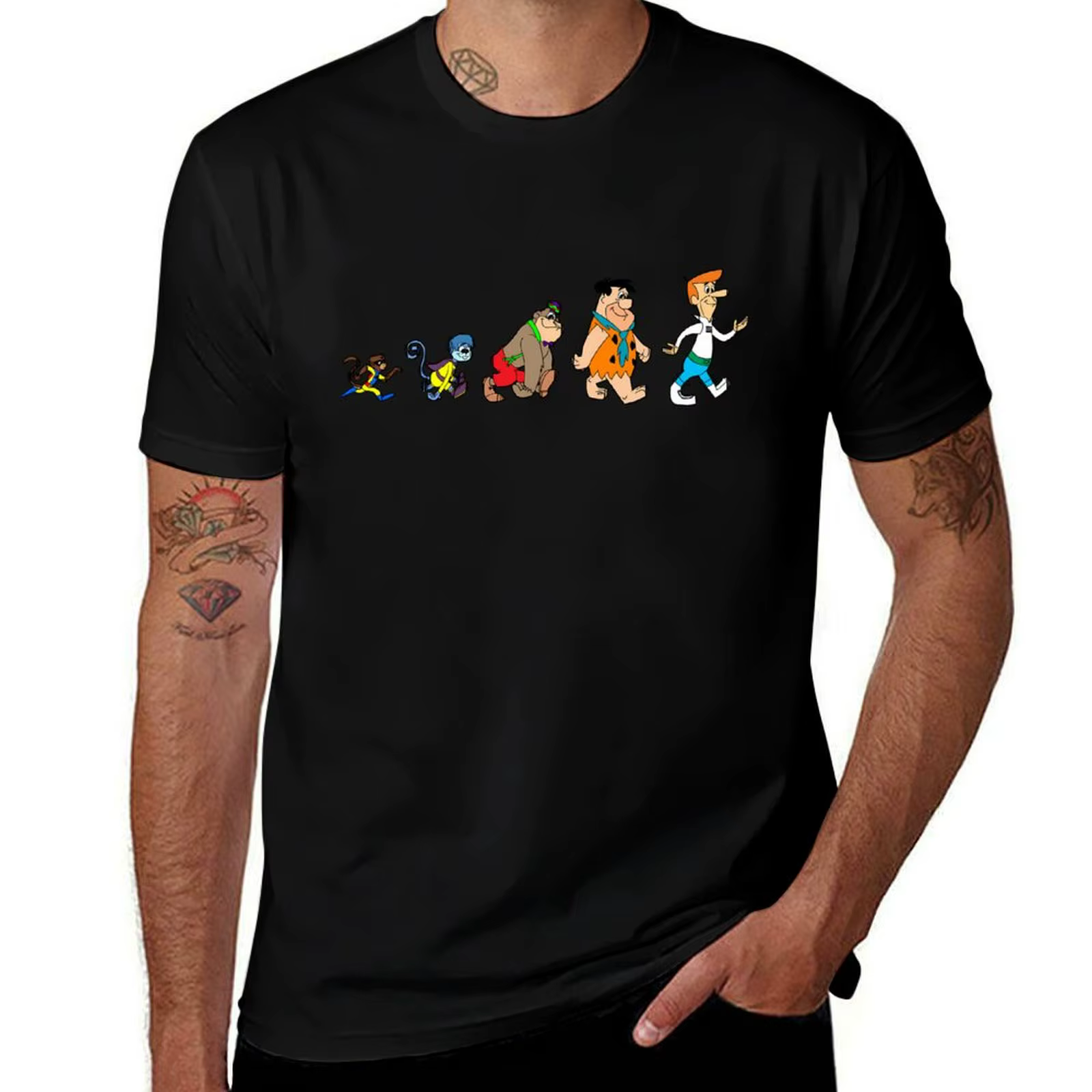 Hanna Barbera Evolution T-Shirt Vêtements Kawaii, Blouse, HeavyFriendclothes pour hommes
