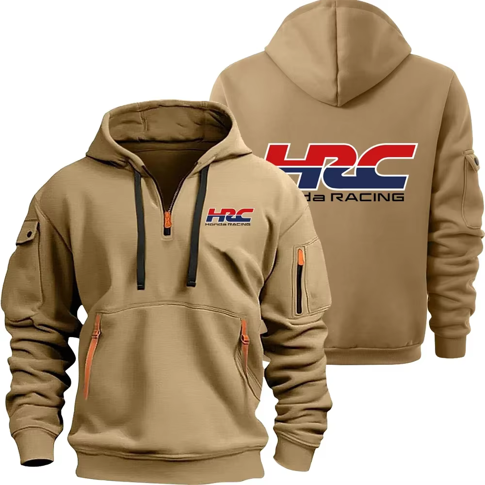 Honda HRC Logo Racing Team sweat à capuche demi-zip pour hommes printemps et automne sweat-shirt pou