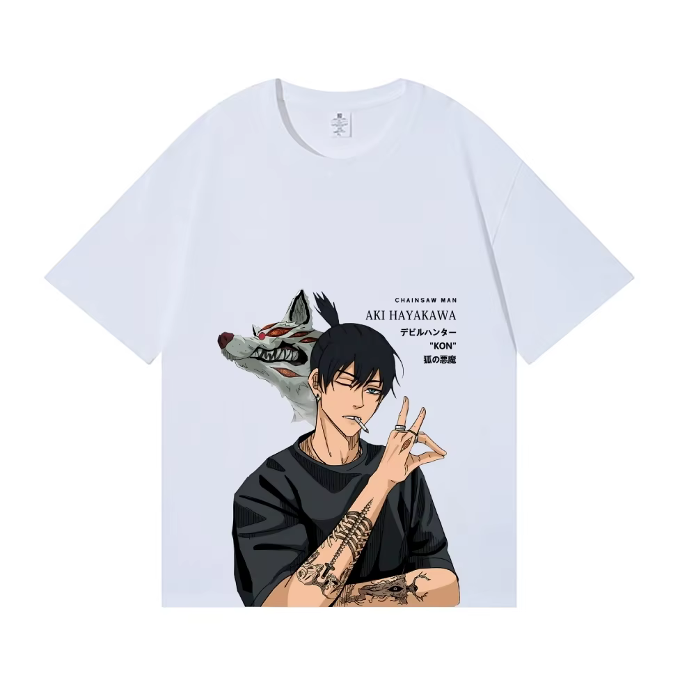 Nouveau T-shirt classique style japonais Chainsaw Man Aki Hayakawa 2026 – Streetwear de haute qualit