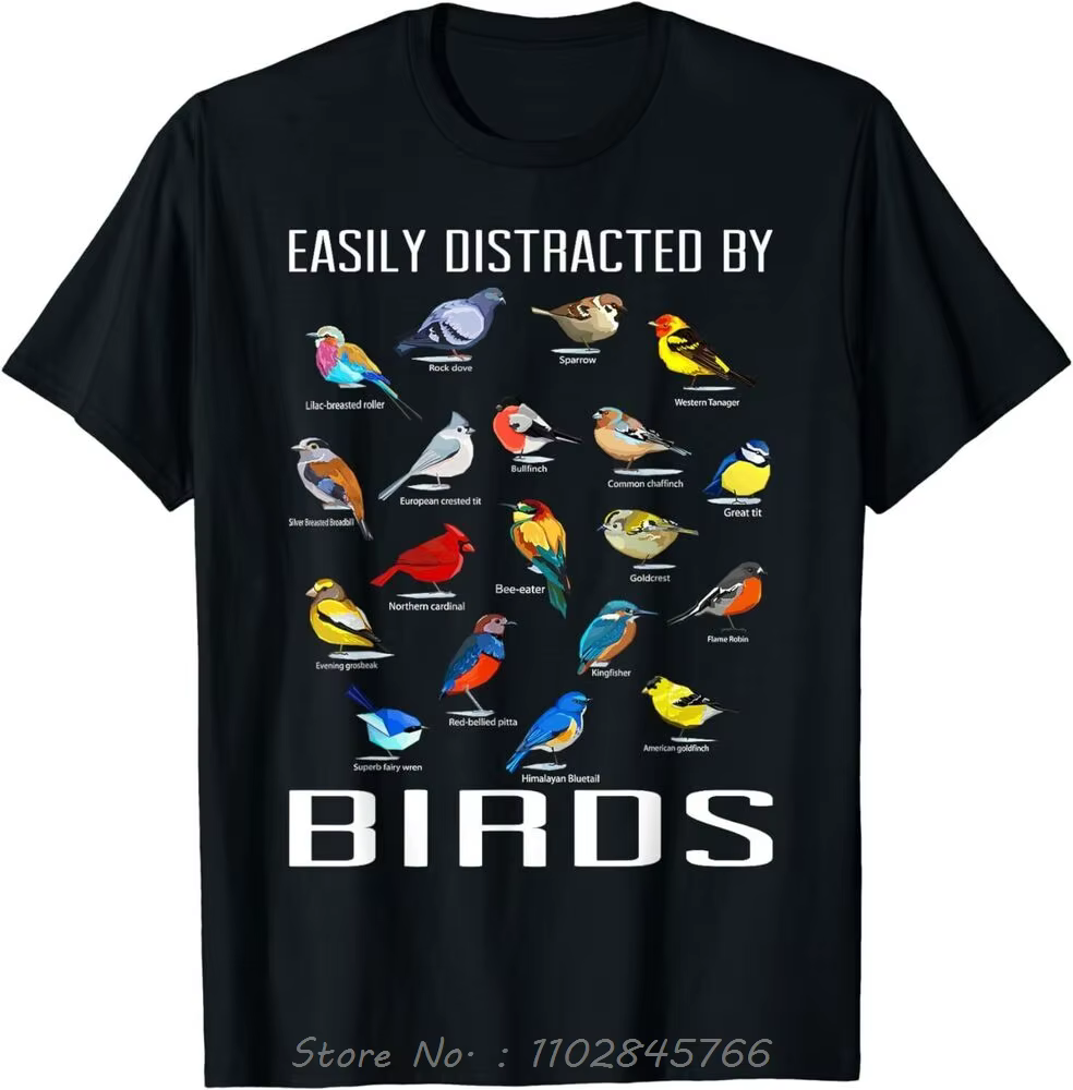 T-shirt surdimensionné en coton pour hommes, vêtement de Fitness, facile distrait par les oiseaux, p
