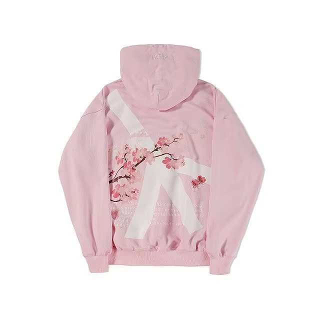 Harajuku américain rétro Sakura broderie rose à capuche Y2K veste hommes femmes surdimensionné gothi