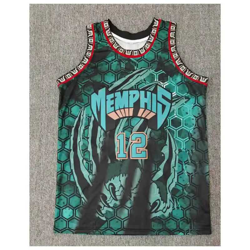 Hommes # 12 Maillot de basket-ball vert – Chemise de sport sans manches respirante, design unique, e