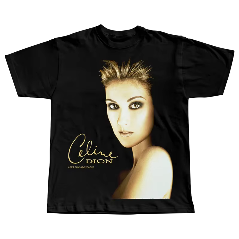 Nouveau T-shirt unisexe en coton 100% avec portrait graphique Celine Dion, collection été 2026 – Pop
