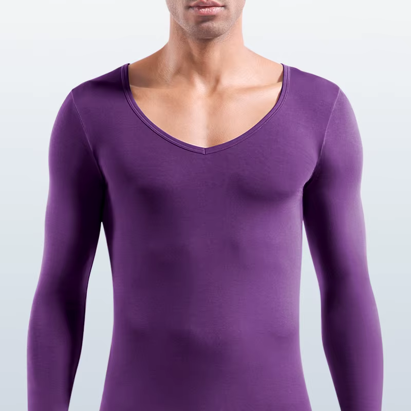 Chemise à col bas pour hommes, col en V, Modal chaud, vêtements d'automne, une pièce, pull en coton,