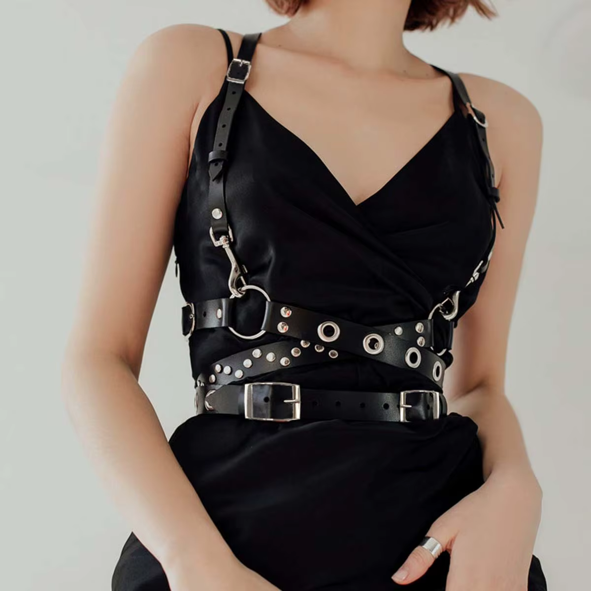 Ceinture Corsett en cuir pour femmes, Style de rue, Lingerie, harnais de poitrine, Punk Rock, access