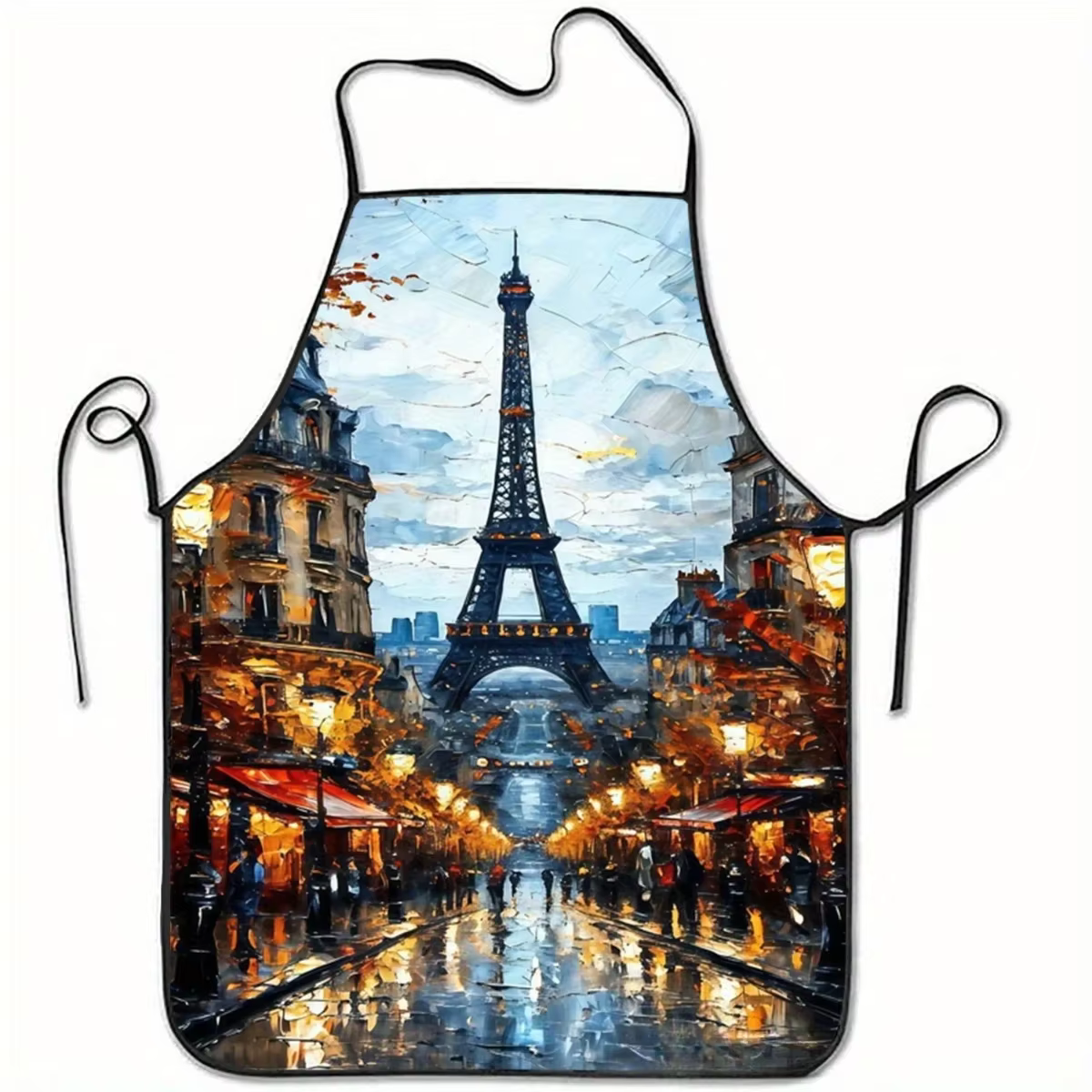 Scène de rue de Paris avec tablier tour Eiffel, Design de campagne française vibrant, Polyester Dura