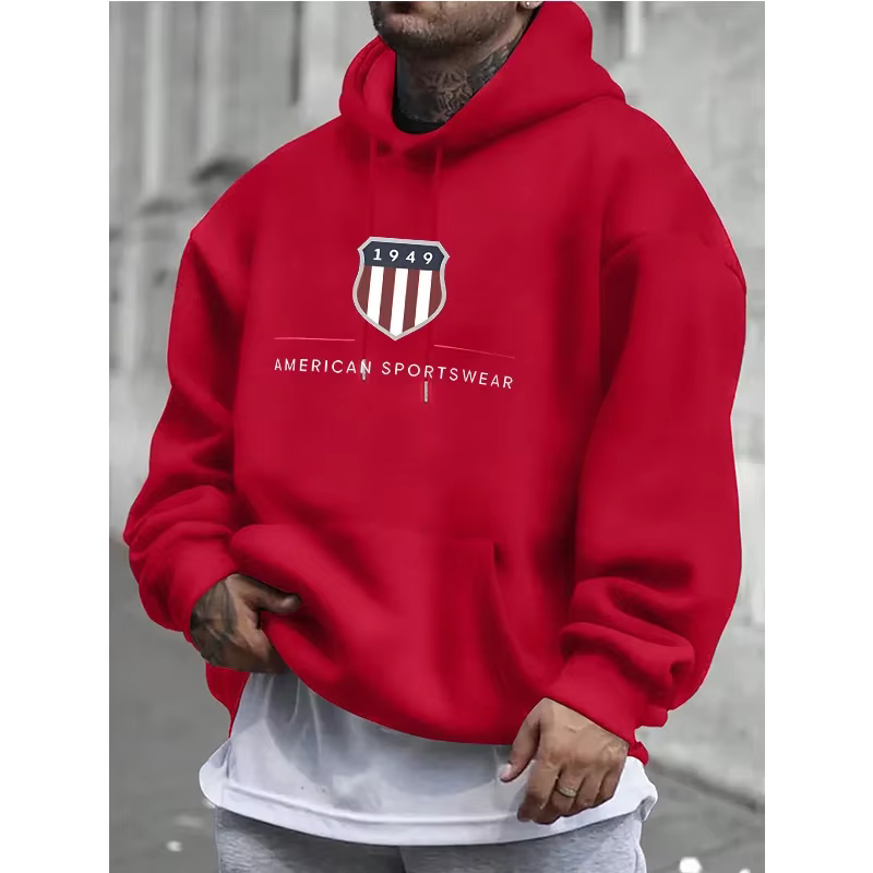 Sweat-shirt à capuche pour hommes, chaud, mode urbaine, décontracté, ample, frais, imprimé en 1949