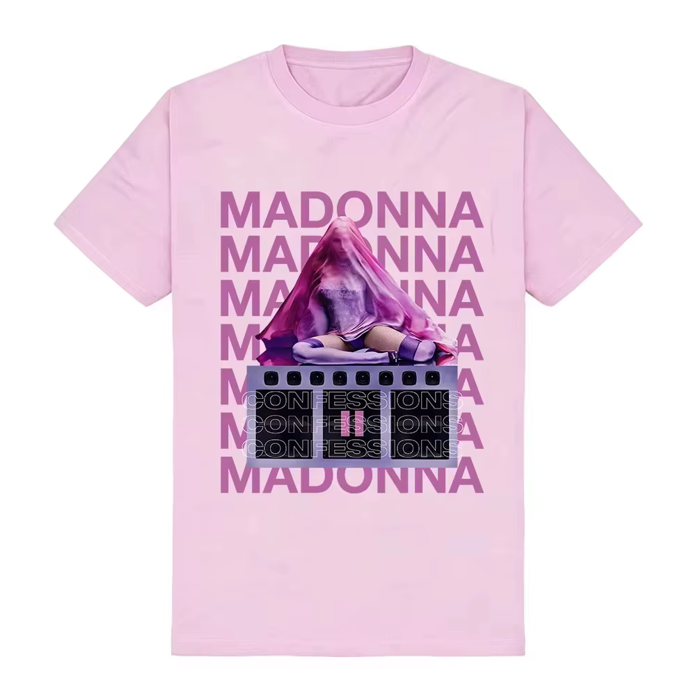T-shirt en coton décontracté et ample Y2K, imprimé graphique Madonna CONFESSIONS II, style streetwea