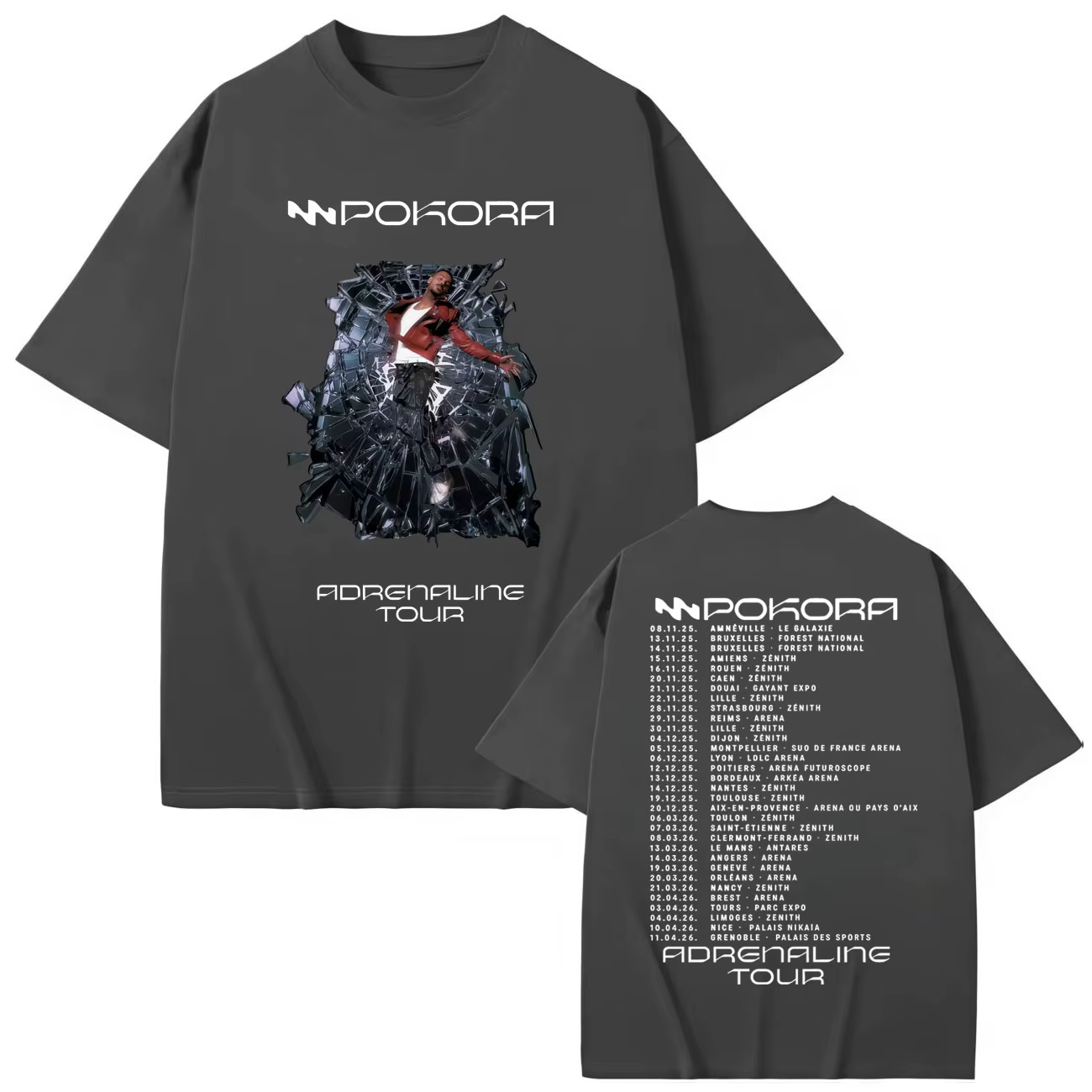 Chanteur M.Pokora Adrenaline Tour 2025 Merch T-shirts Hommes Femmes Hip Hop Vintage T-shirts Haute Q