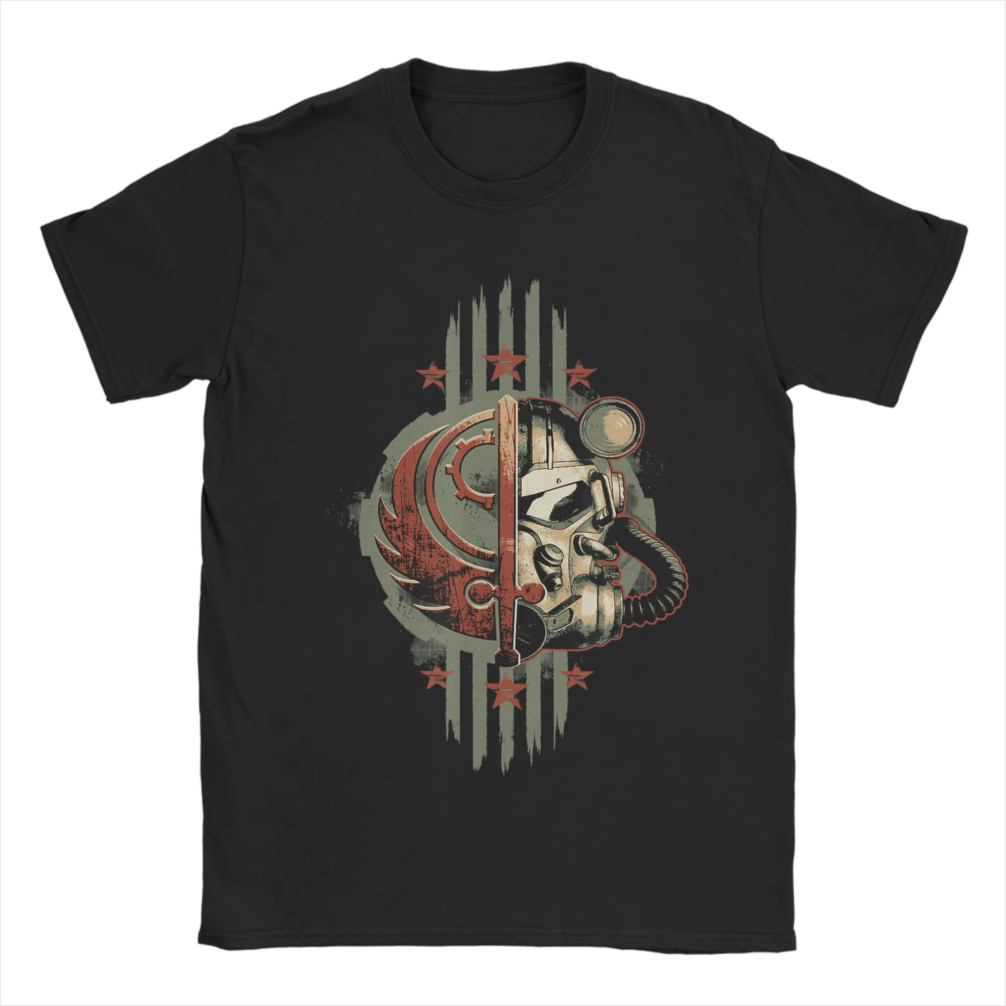 T-shirt en coton pour hommes Brotherhood of Steel Helmet Falloutend Game, style décontracté Y2K, col