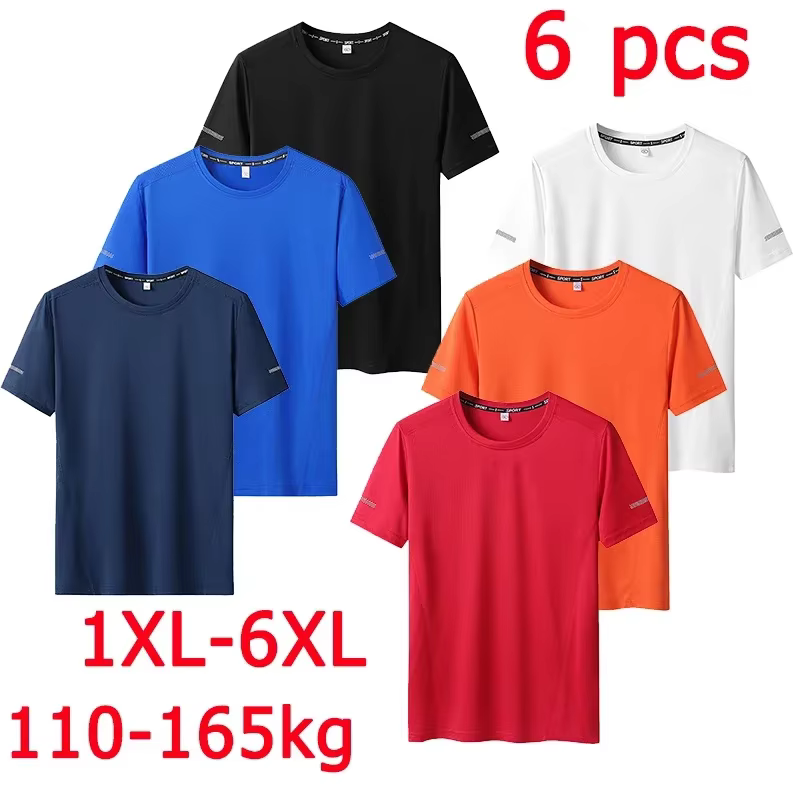 T-Shirt de dehors à vaccage Rapide pour Homme, Col Rond, Manches Courtes, Grande Taille 5XL/6XL, 6 P