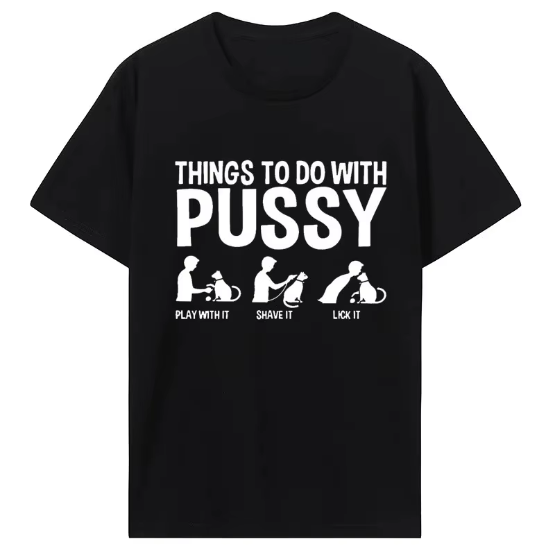 T-shirt pour femme 2026, humoristique Y2K, avec motifs 'Funny Things To Do with Pussy', 'Pet Family'