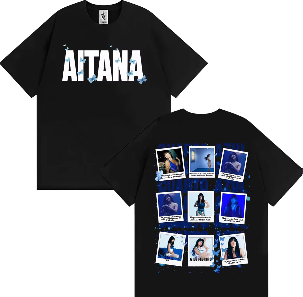 Chanteur Aitana Cuarto Azul Album 2025 couverture graphique T-shirts hommes femmes Harajuku esthétiq