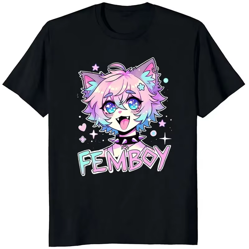 T-shirts à imprimé graphique Femboy pour femmes, mode décontractée d'été, style Harajuku vintage, ha