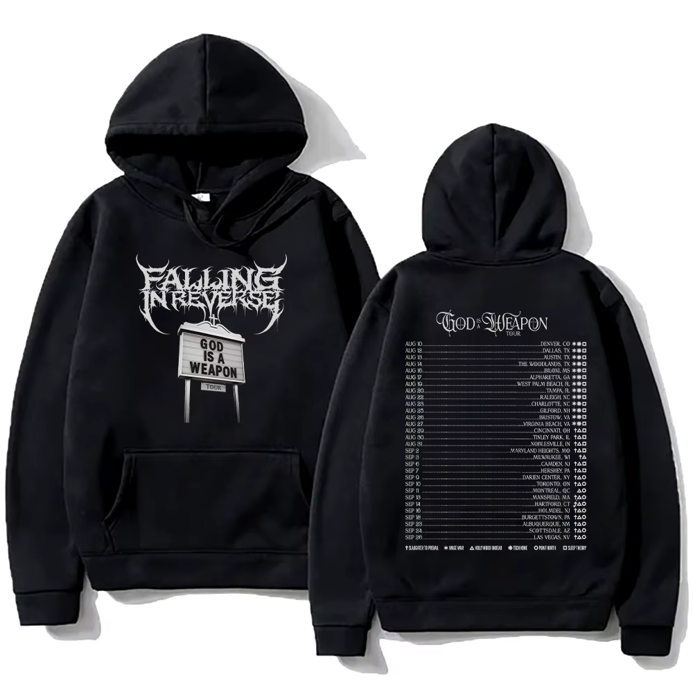 Falling in Reverse God Is A Weapon Tour 2025 sweat à capuche pour homme femmes gothique décontracté 