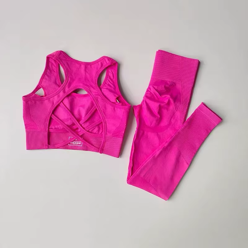Ensemble 2 pièces de vêtements de sport pour femme : Soutien-gorge de fitness professionnel antichoc