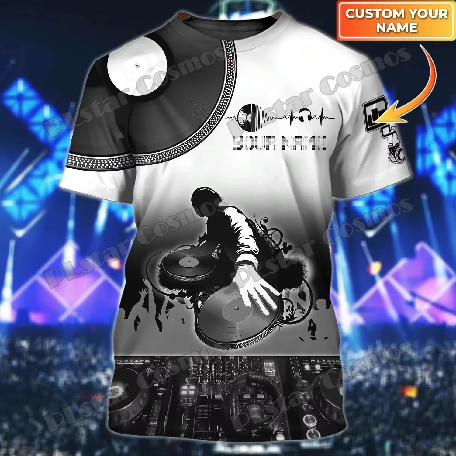 Nom personnalisé coloré DJ disque Jockey 3D imprimé mode hommes T-Shirt été unisexe décontracté T-Sh