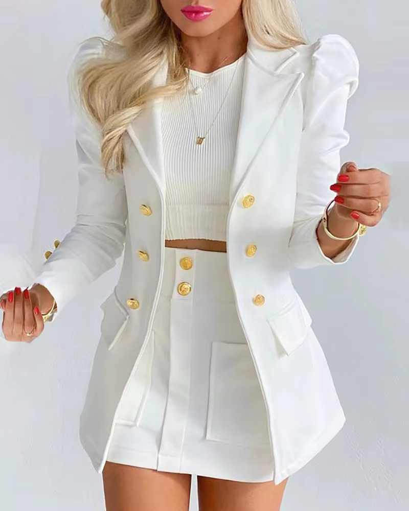 2025 printemps/été nouveau Style de vêtements pour femmes minceur jupe courte deux pièces ensemble d