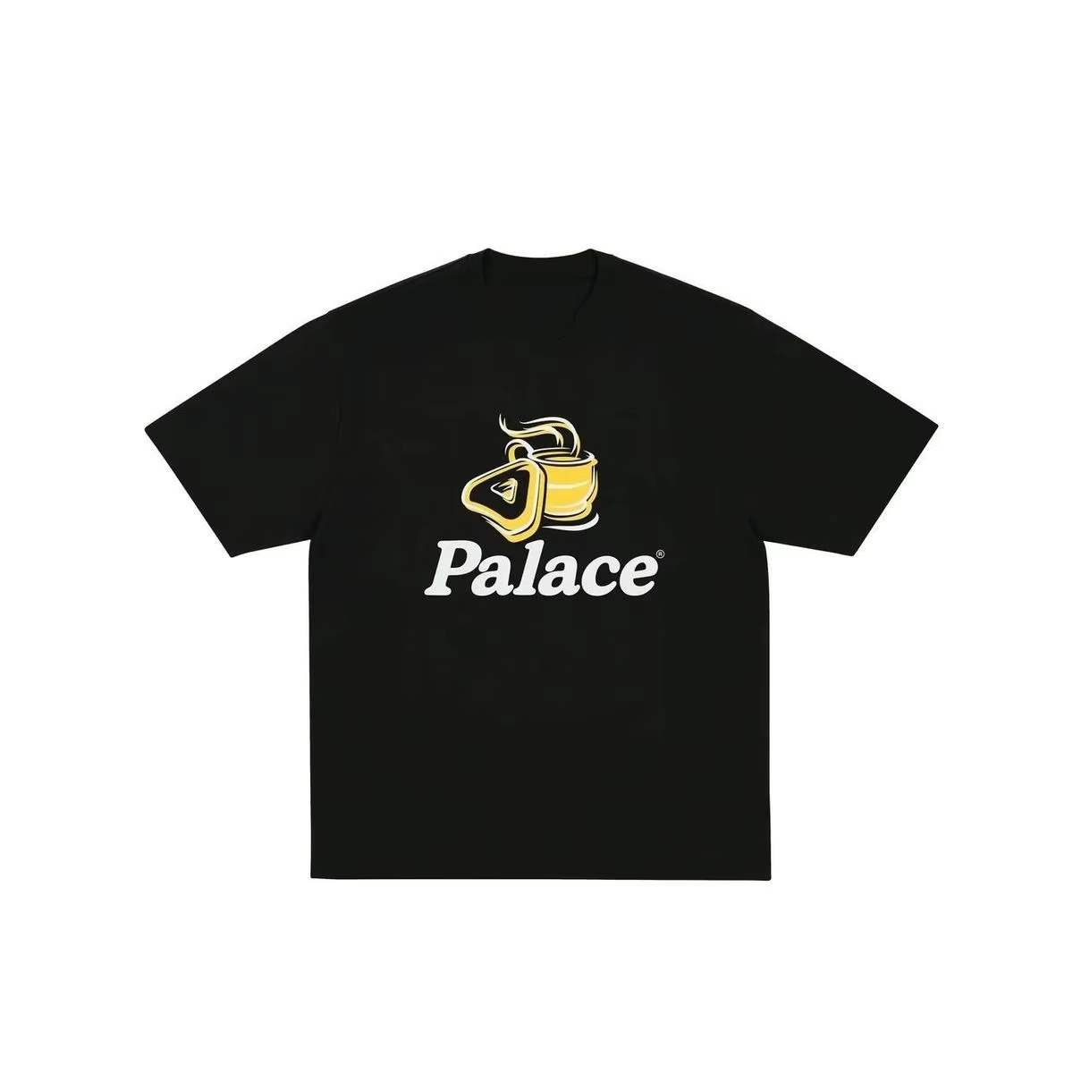 T-shirt unisexe en coton imprimé logo triangle tasse de café jaune Palace, collection été 2026, styl
