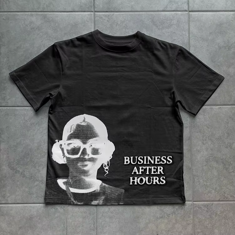Rue affaires après heures graphiques décontracté à manches courtes T-Shirt hommes Y2K coton Vintage 