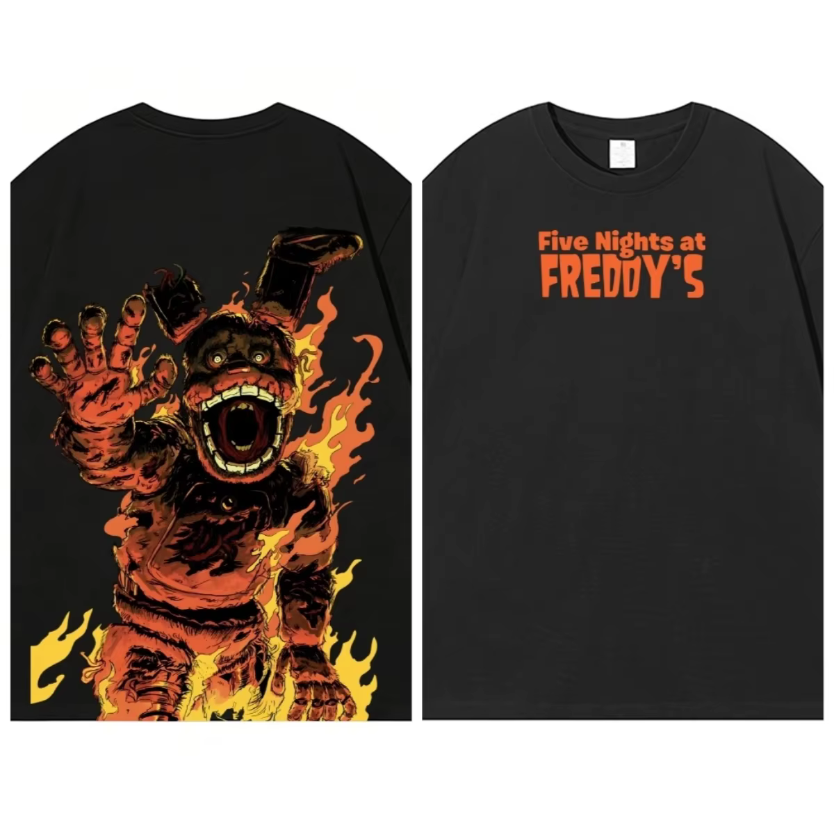 T-shirt imprimé Five Nights At Freddy's, devant et dos, motif Springtrap, jeu d'horreur, Streetwear 