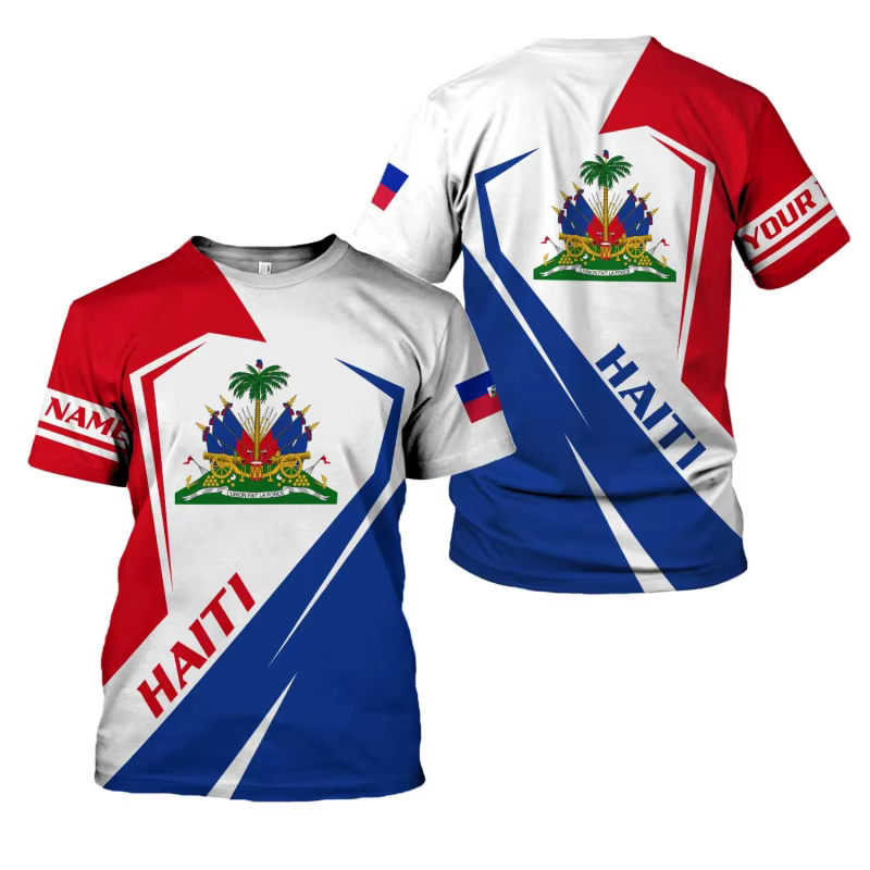 T-Shirt à motif de drapeau haïtien pour hommes, emblème National d'haïti, t-shirts imprimés en 3D, d