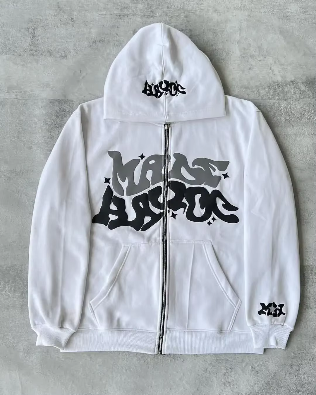 Sweat-shirt à capuche avec fermeture éclair et lettres américaines rétro, adapté aux hommes et aux f