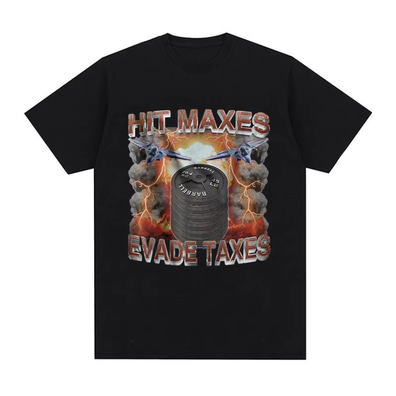 T-shirt graphique Hit Maxes Evade Taxes, T-shirt rétro amusant à manches courtes pour hommes, T-shir